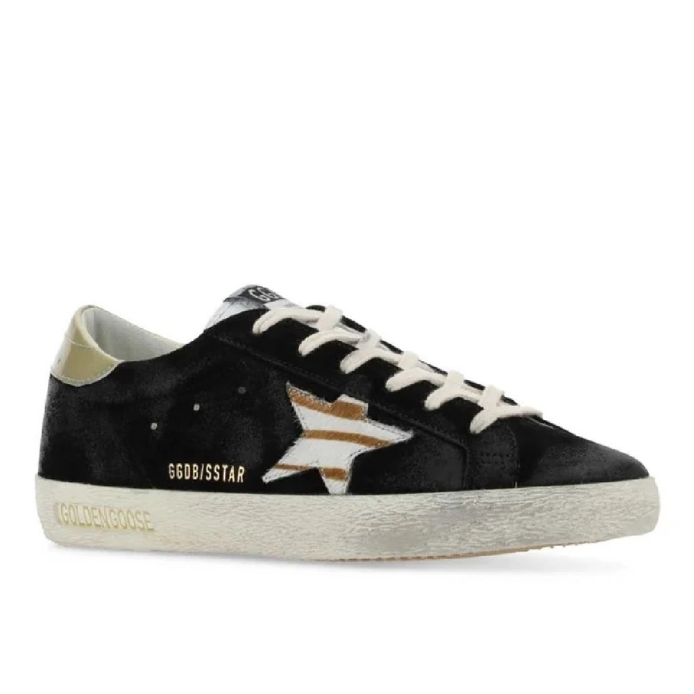 Golden Goose Black and White Distressed Sneakers
